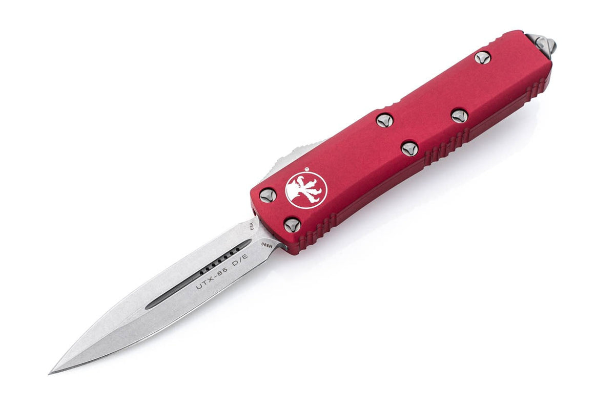 Microtech UTX-85 - D/E Blade - Red Chassis - 232-10RD Automatic Knives - Tophatter Daily Deals