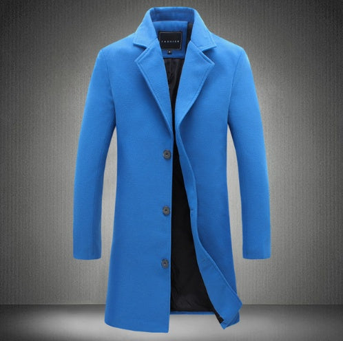 Warm Men's Wool Overcoat - Single-Breasted, Wool Blend Royal Blue 3D Changing Face Moving Picture Frame - Tophatter Daily Deals