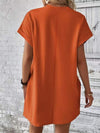 Pocketed Round Neck Short Sleeve Dress Casual Dresses - Tophatter Daily Deals