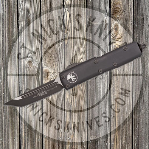 Microtech - 233-1T UTX-85 Tactical AUTO OTF Knife 3" Black Tanto Plain Blade, Black Aluminum Handles Knives - Tophatter Daily Deals