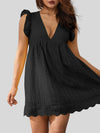 Ruffled Eyelet Cap Sleeve Mini Dress Casual Dresses - Tophatter Daily Deals