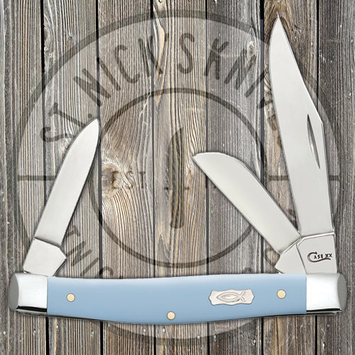 Case Medium Stockman - Smooth Ice Blue Synthetic - Icthus - 23382 Traditional Knives - Tophatter Daily Deals