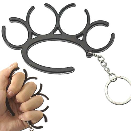 Self Defense Open Duster Knuckle Keychain Black - TOPHATTER'S ARMORY DEALS Collectible Weapons - Tophatter Daily Deals
