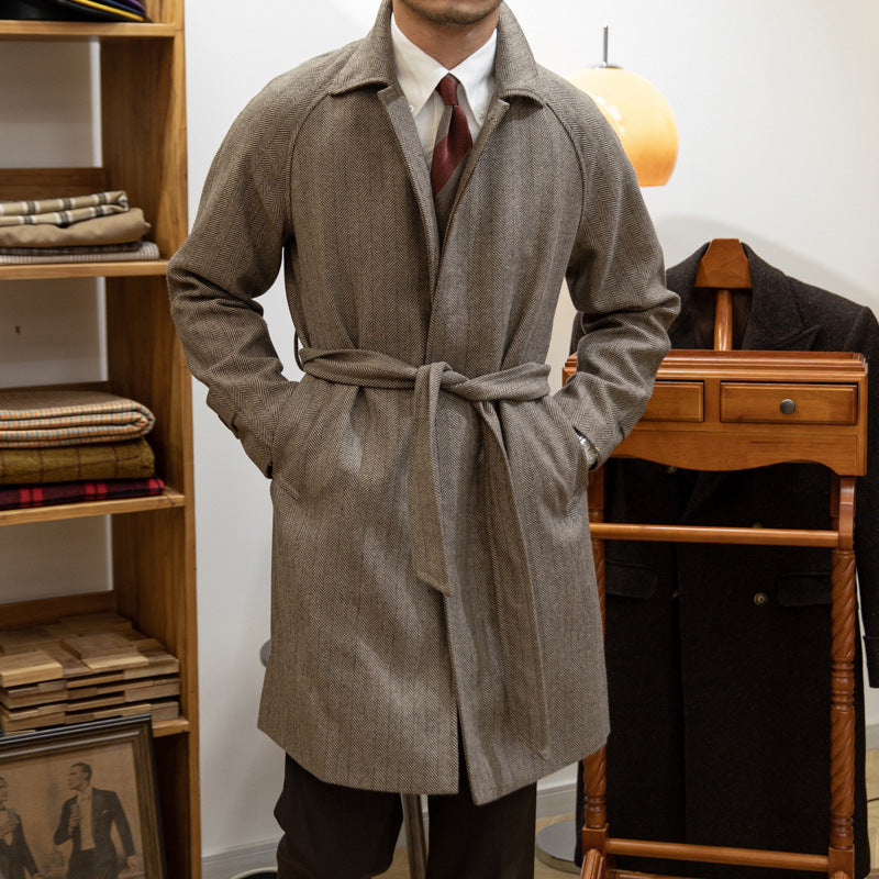 Warm Classic Men's Wool Overcoat - Knee Length, British 3D Changing Face Moving Picture Frame - Tophatter Daily Deals