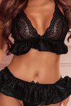 Ruffled Halter Neck Lingerie Set Bras & Pantie Set - Tophatter Daily Deals