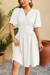 Ruched Surplice Short Sleeve Dress Casual Dresses - Tophatter Daily Deals