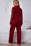 Spliced Lace Lapel Collar Pajama Set Loungewear Sets - Tophatter Daily Deals