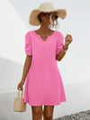 Chain Notched Short Sleeve Dress Casual Dresses - Tophatter Daily Deals