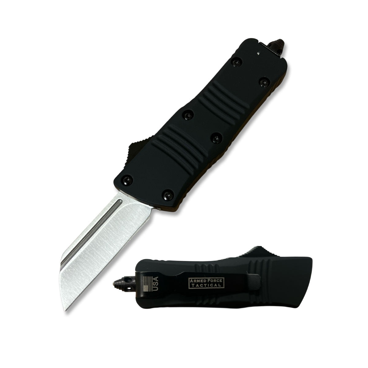 5.5" Wasp Mini Black Automatic OTF Knife Cleaver Point Blade - TOPHATTER'S ARMORY DEALS Collectible Weapons - Tophatter Daily Deals
