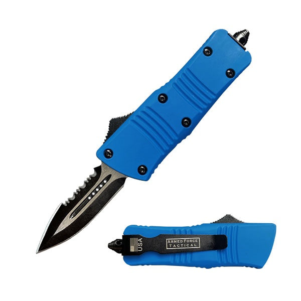 5.5" Wasp Mini Automatic OTF Blue Knife Spear Point Blade - TOPHATTER'S ARMORY DEALS Collectible Weapons - Tophatter Daily Deals