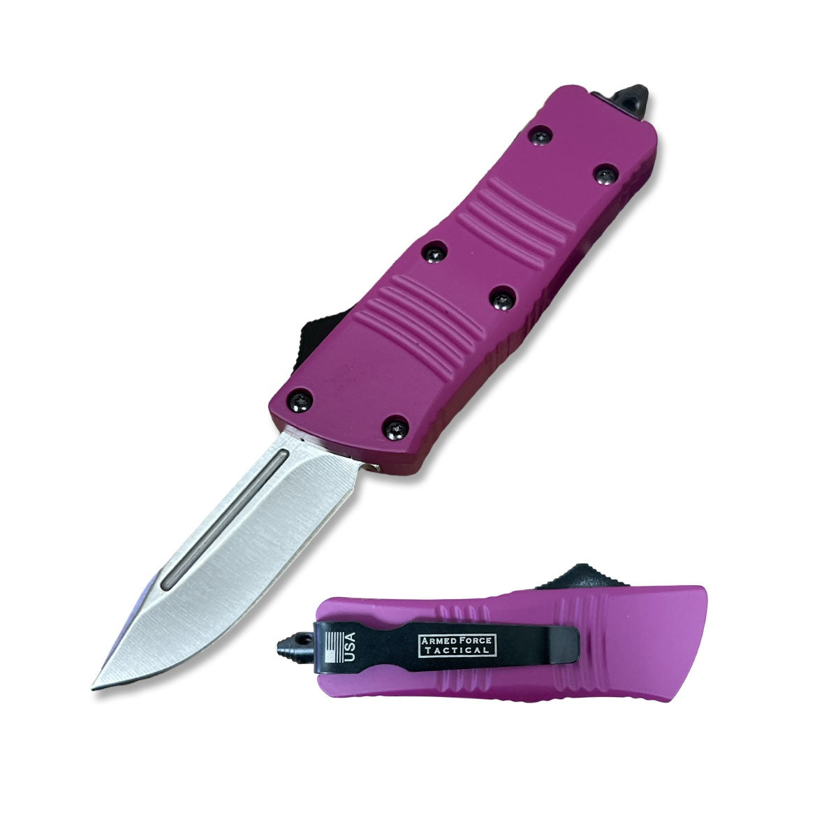 5.5" Wasp Mini Purple Automatic OTF Knife Drop Point Blade - TOPHATTER'S ARMORY DEALS Collectible Weapons - Tophatter Daily Deals