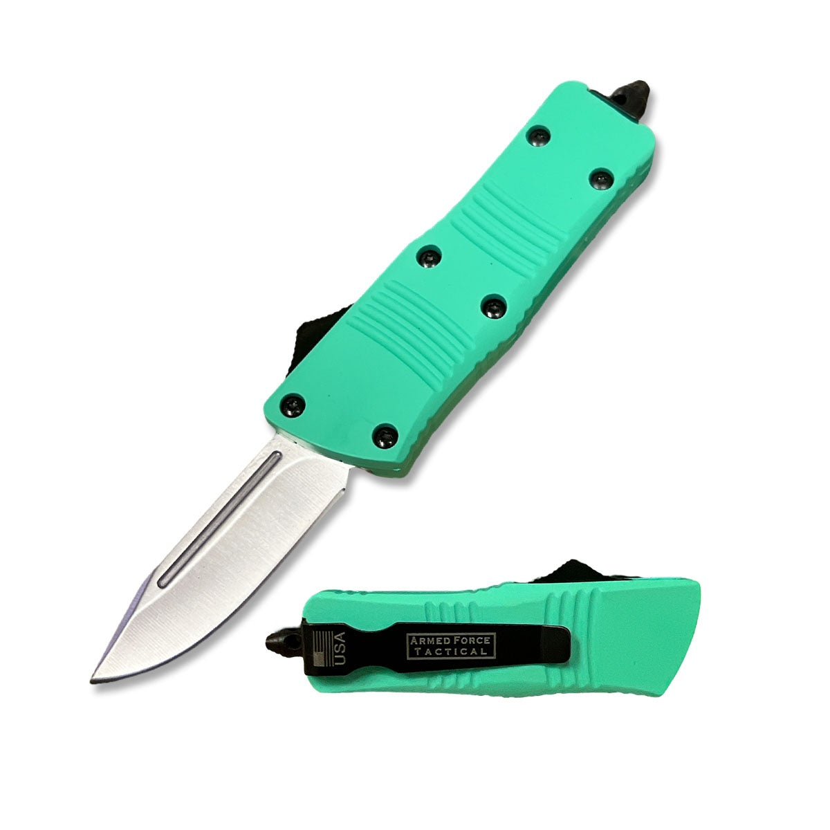 5.5" Wasp Mini Teal Automatic OTF Knife Drop Point Blade - TOPHATTER'S ARMORY DEALS Collectible Weapons - Tophatter Daily Deals