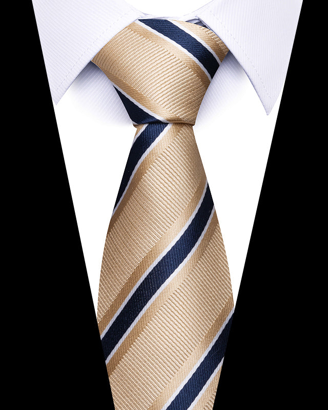 Men's Neckties - Formal Classic Patterned Tie (50 Style Options) Navy Gold Regent Stripe Belts & Ties - Tophatter Daily Deals