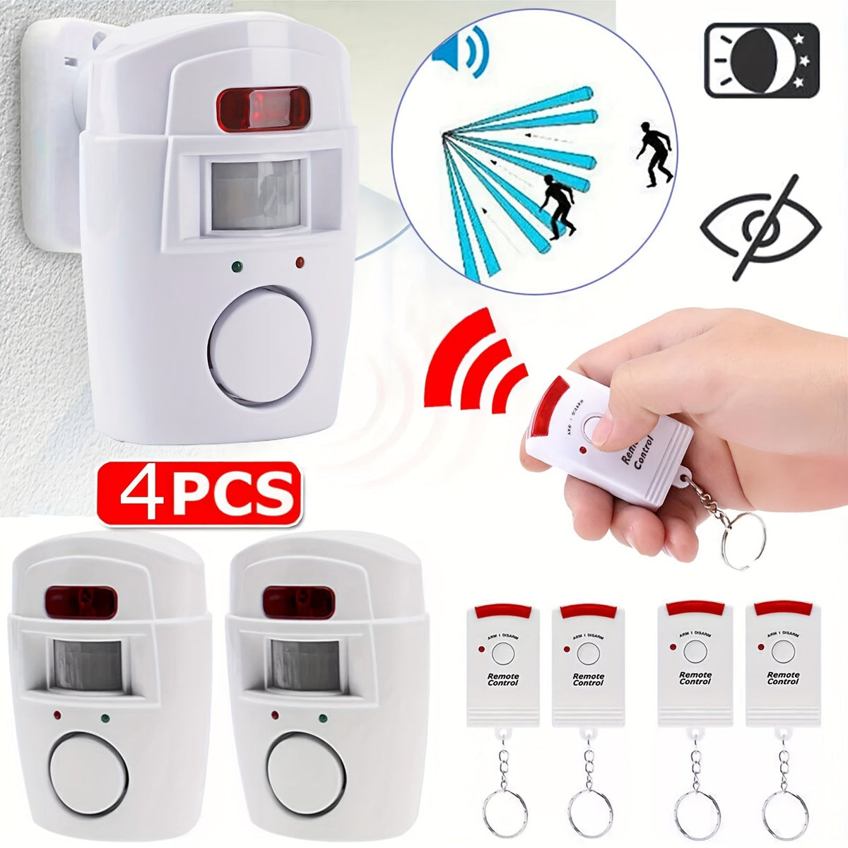 Wireless PIR Motion Sensor Alarm System (4 pcs) Electronics > Business & Home Security > Intercoms & Doorbells - Tophatter Daily Deals