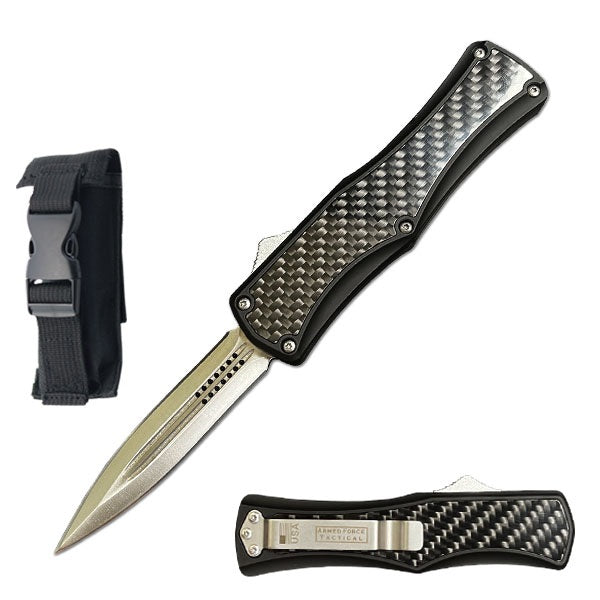 7.75" Carbon Fiber Handle Out Of The Front Automatic OTF Knife - TOPHATTER'S ARMORY DEALS Collectible Weapons - Tophatter Daily Deals
