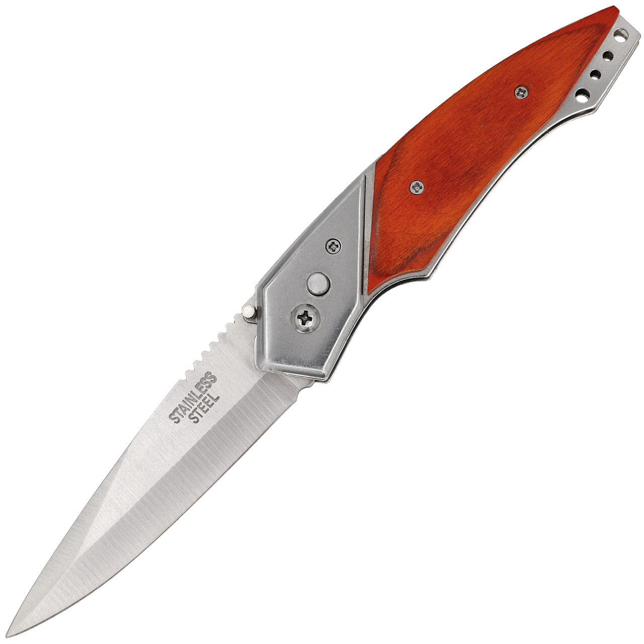 9.25" Automatic Drop Point Switchblade Pocket Knife w/ Sheesham Wood Handle Scales - Tophatter's Guns'N'Weapons Store Collectible Weapons - Tophatter Daily Deals