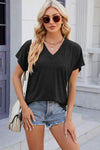 V-Neck Short Sleeve T-Shirt Black Women's T-Shirts - Tophatter Daily Deals