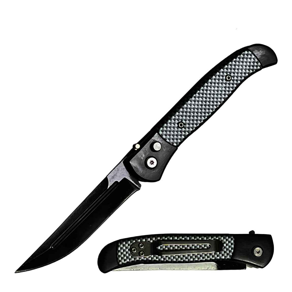 4.5" Closed Everyday Carry Clip Point Auto Switchblade Knife Black Collectible Weapons - Tophatter Daily Deals