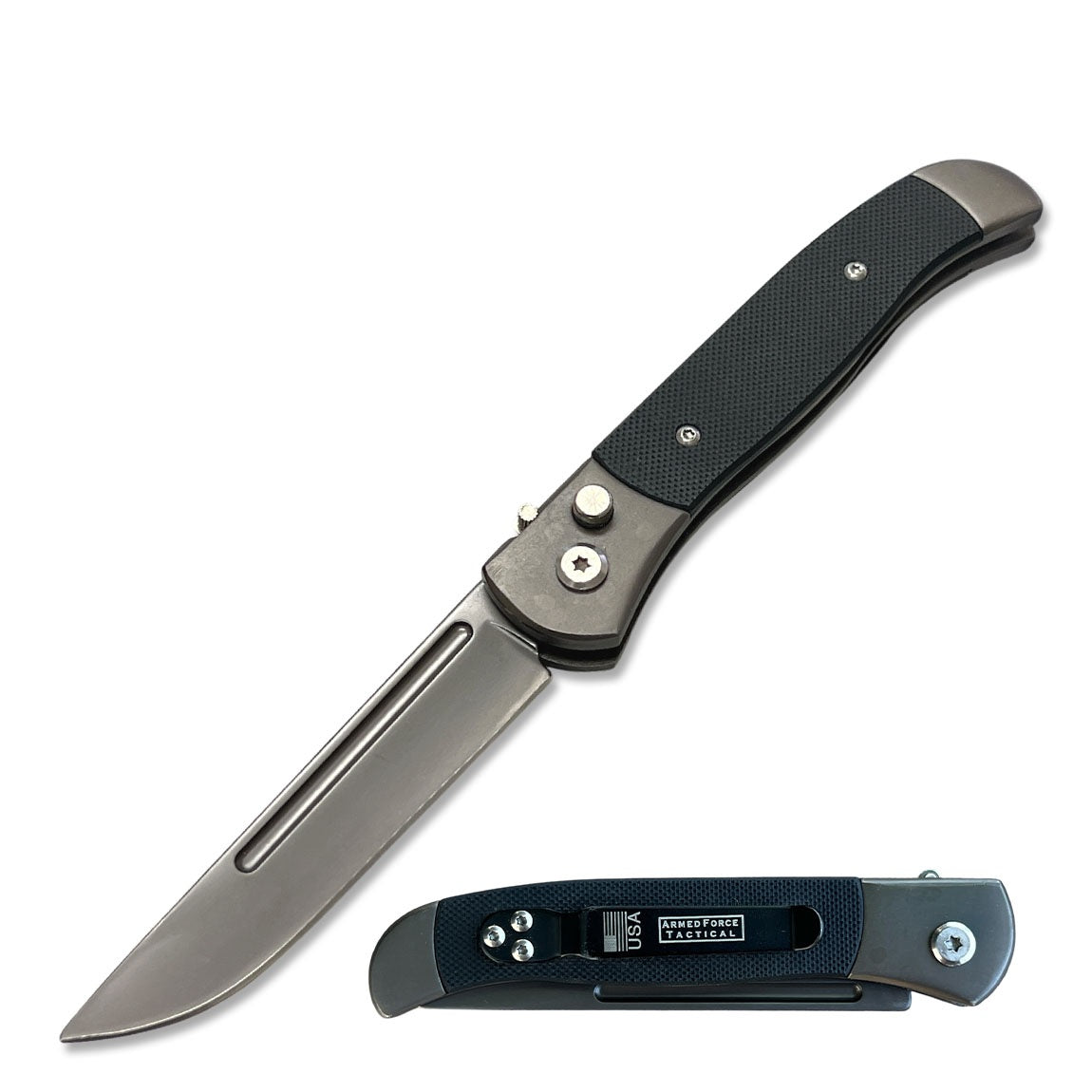 4.5" Closed Everyday Carry Clip Point Auto Switchblade Knife Black G10 - TOPHATTER'S ARMORY DEALS Collectible Weapons - Tophatter Daily Deals