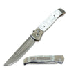 4.5" Closed Everyday Carry Clip Point Auto Switchblade Knife White Pearl - TOPHATTER'S ARMORY DEALS Collectible Weapons - Tophatter Daily Deals