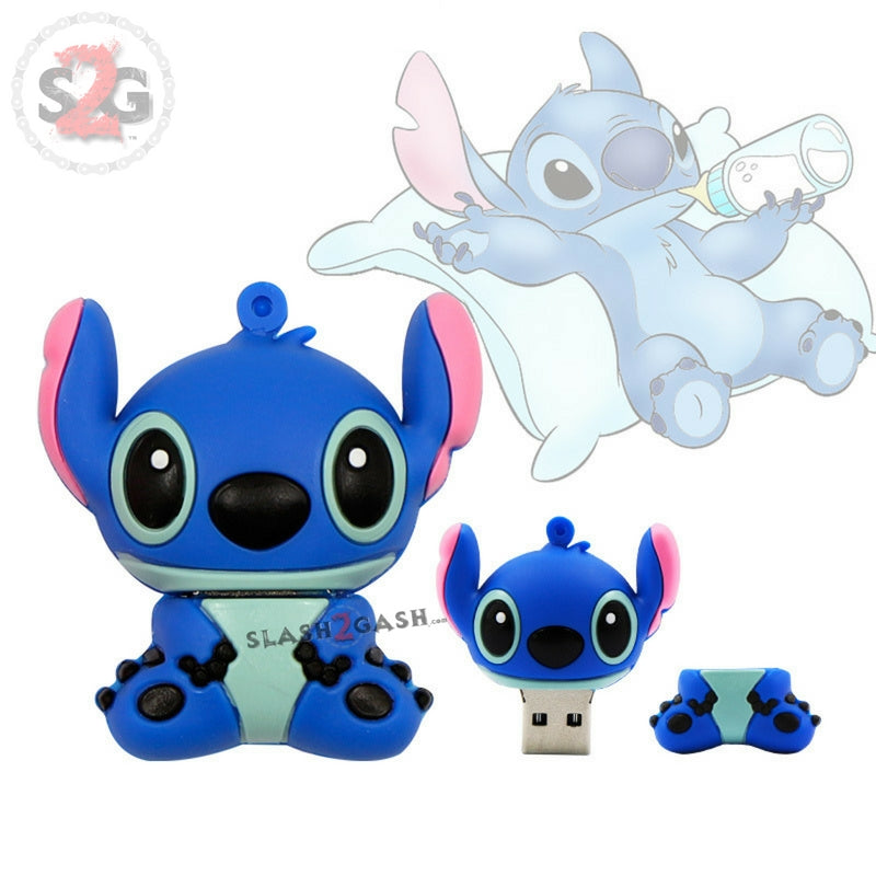 Cute Cartoon Stitch USB Flash Drive 2.0 Rubber Memory Stick 16gb 16GB 2.0 - Blue USB Flash Drive - Tophatter Daily Deals