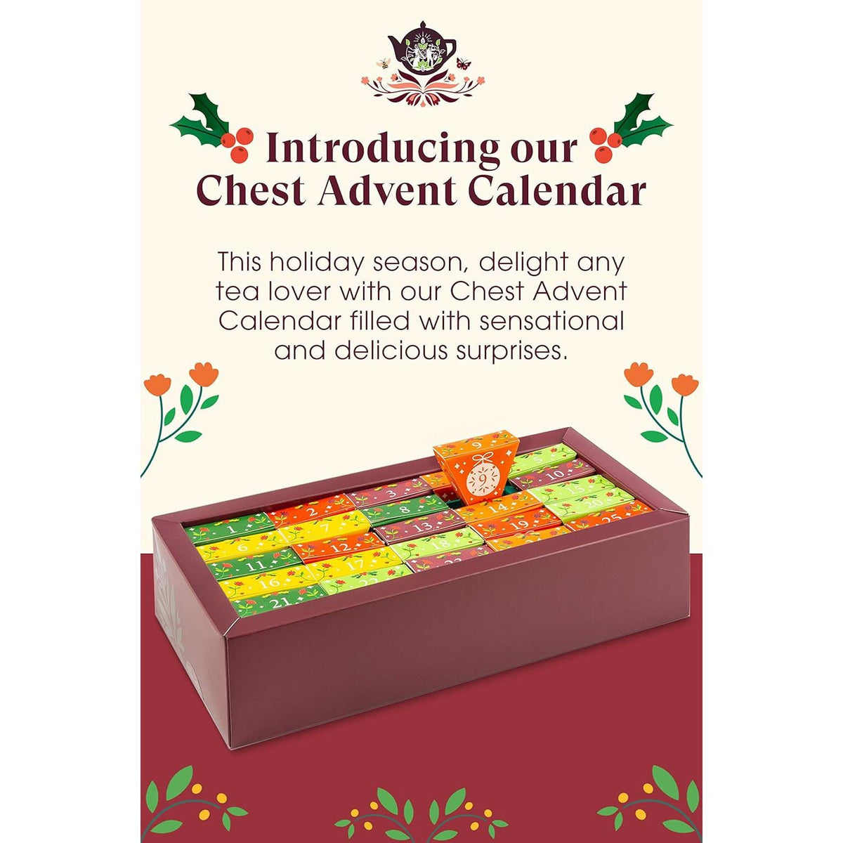 Tea Chest Christmas Advent Calendar 25 Organic Pyramid Tea Bags Advent Calendar Advent Calendar - Tophatter Daily Deals