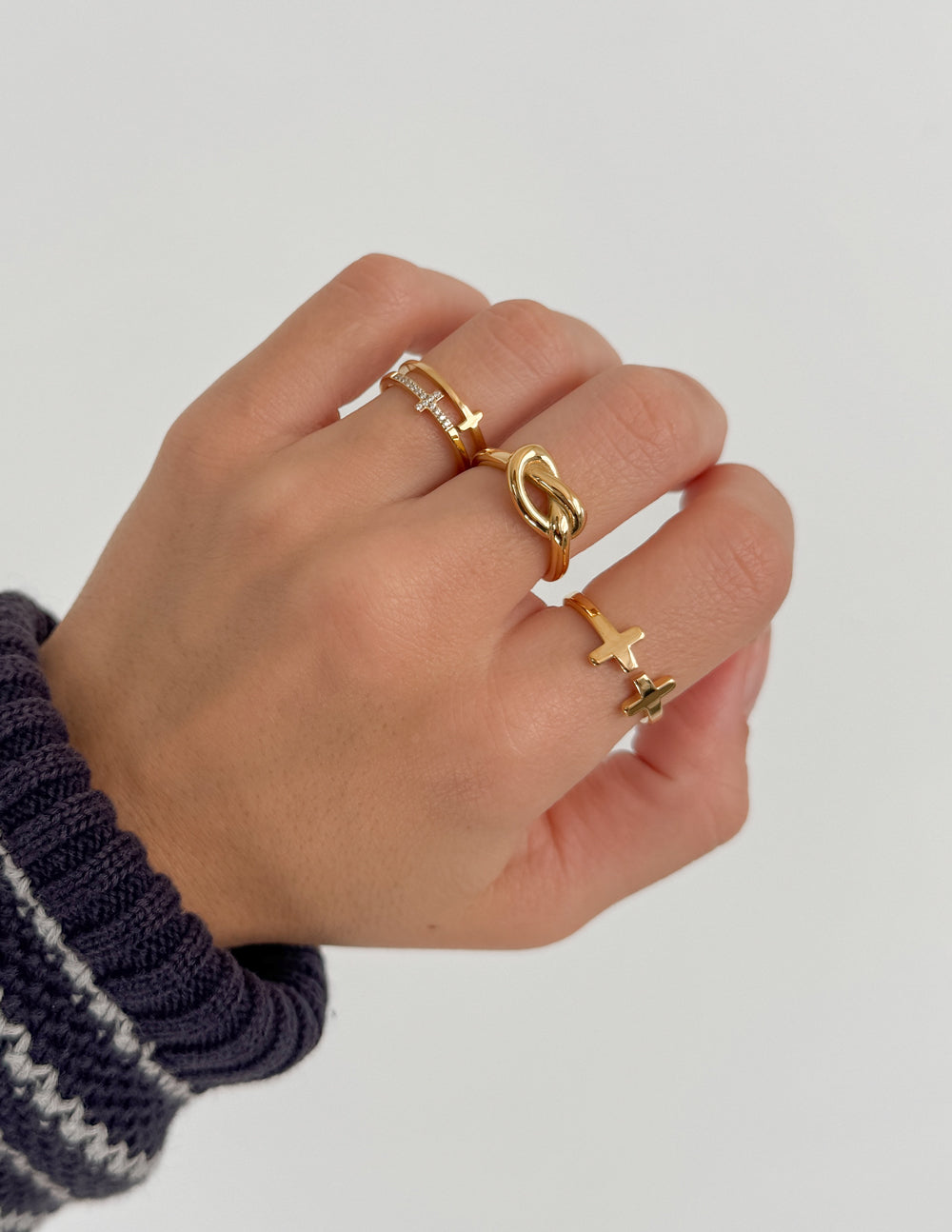Stacked Cross Gem Ring Rings - Tophatter Daily Deals