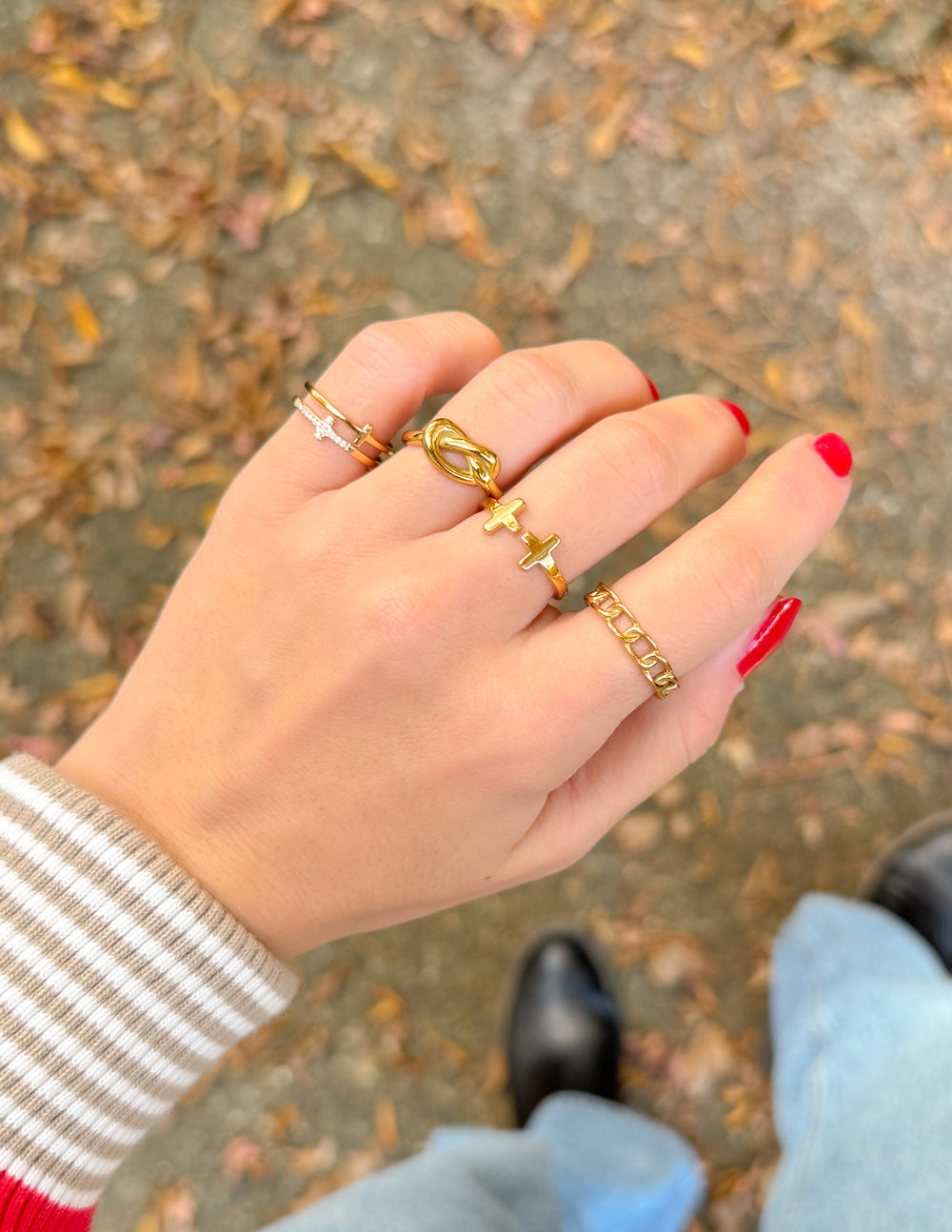 Stacked Cross Gem Ring Rings - Tophatter Daily Deals