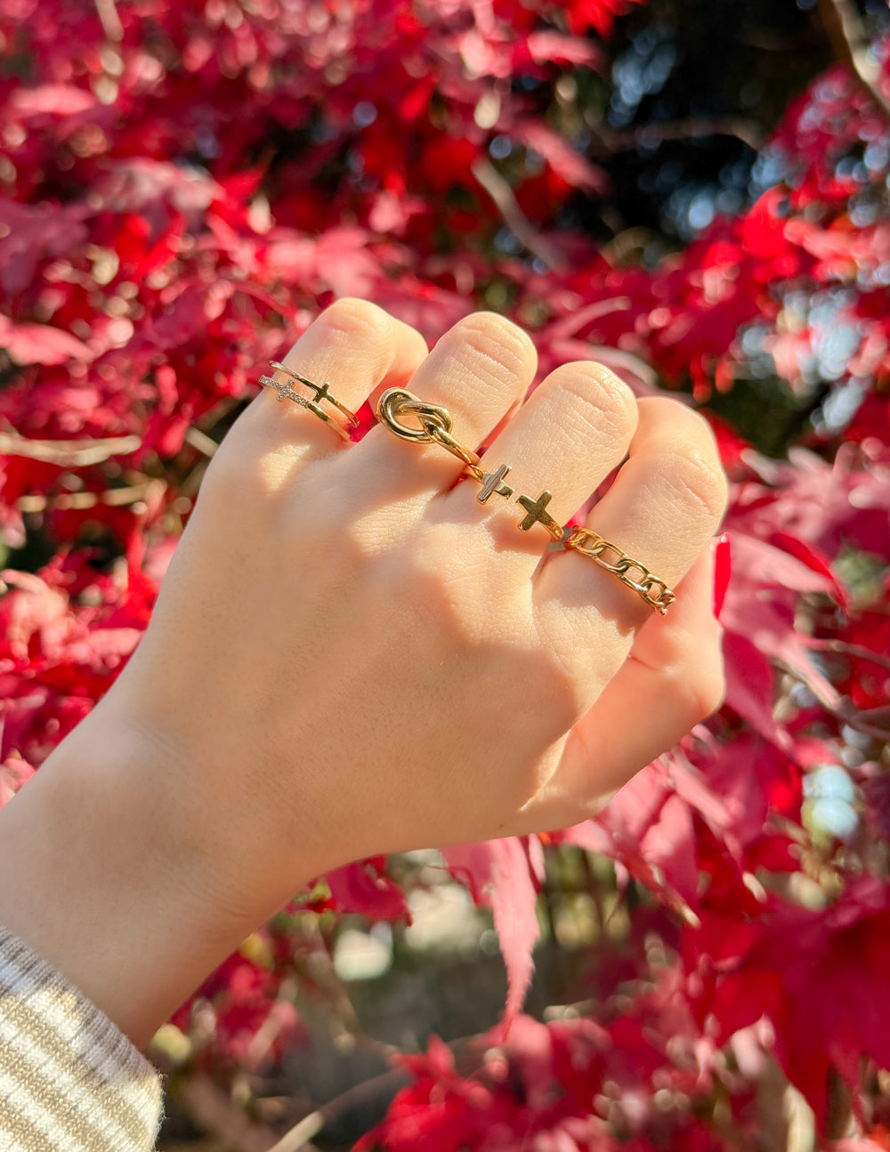 Stacked Cross Gem Ring Rings - Tophatter Daily Deals