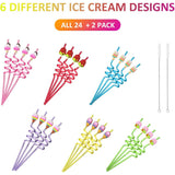 24-Pack: Reusable Ice Cream Straws for Birthday Party Supplies Wine & Dining - Tophatter Daily Deals