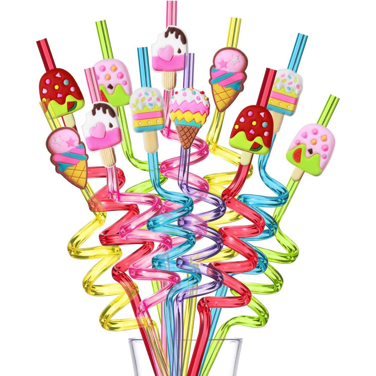 24-Pack: Reusable Ice Cream Straws for Birthday Party Supplies Wine & Dining - Tophatter Daily Deals