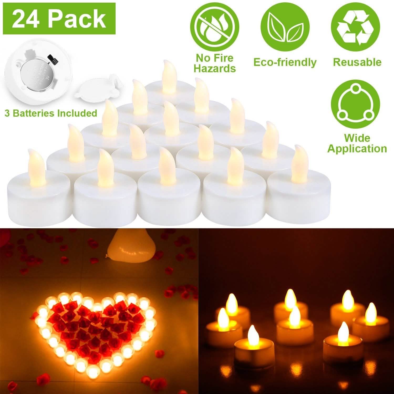 24-Piece: Flameless LED Tealight Candles Indoor Lighting - Tophatter Daily Deals