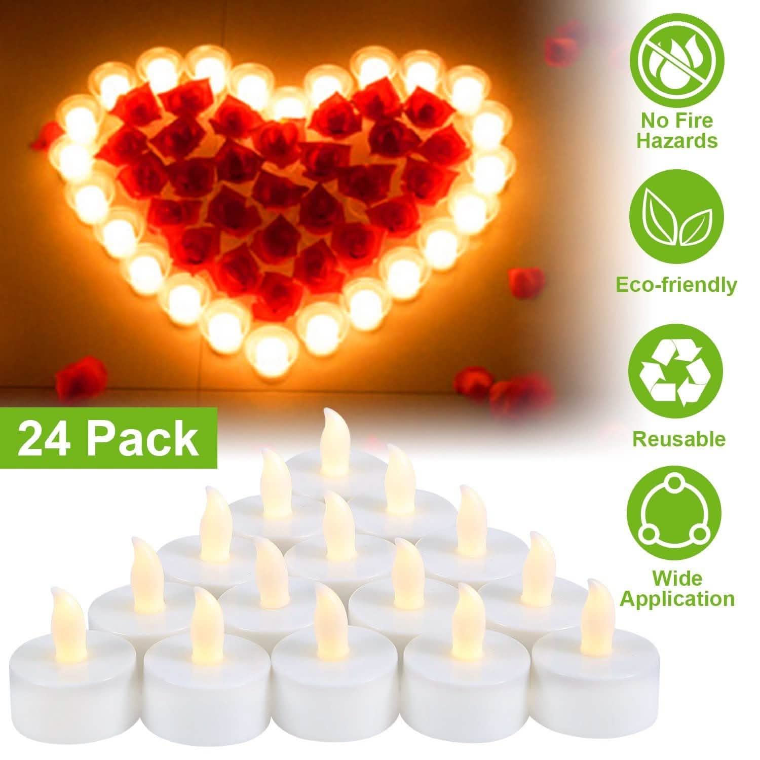 24-Piece: Flameless LED Tealight Candles Indoor Lighting - Tophatter Daily Deals
