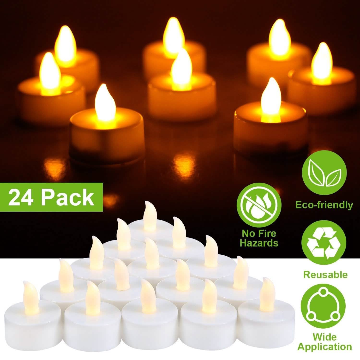 24-Piece: Flameless LED Tealight Candles Indoor Lighting - Tophatter Daily Deals