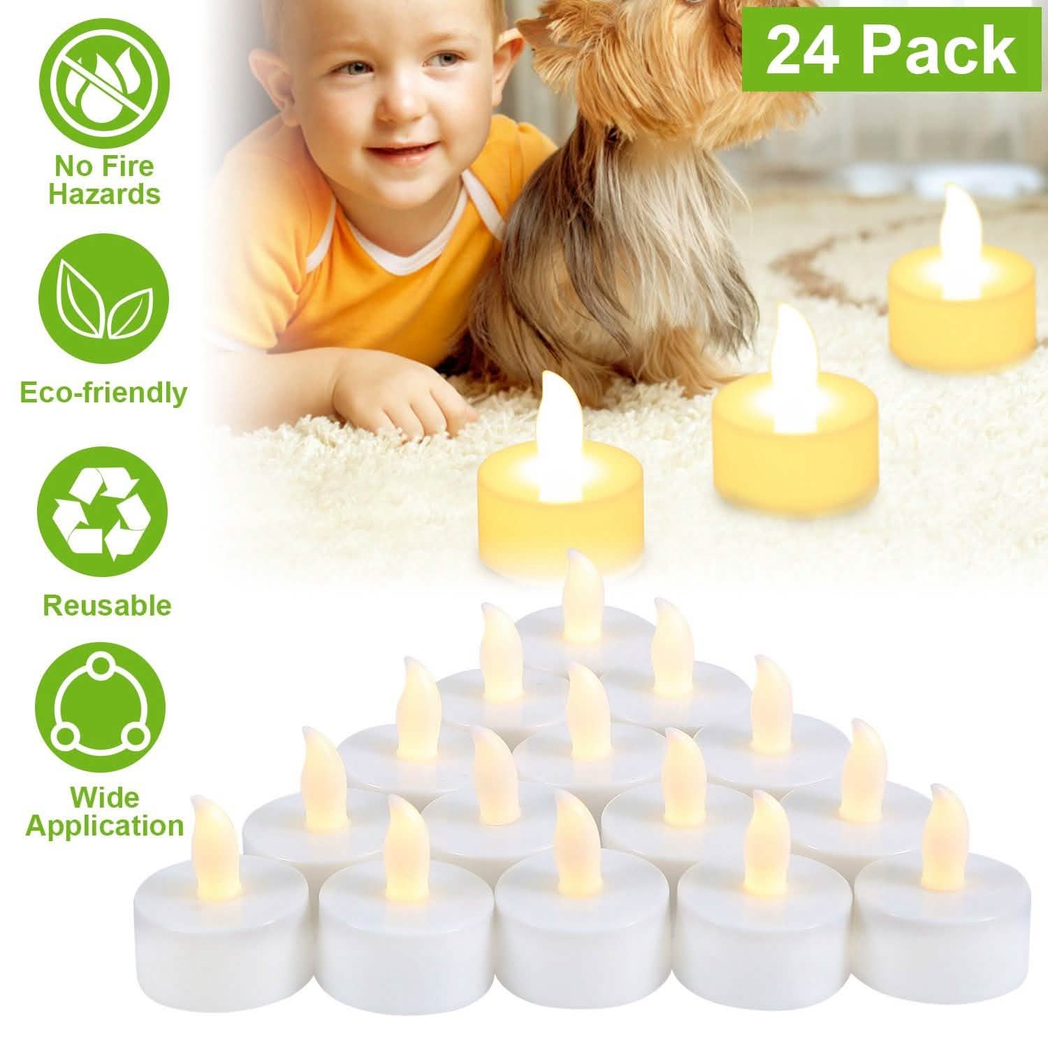 24-Piece: Flameless LED Tealight Candles Indoor Lighting - Tophatter Daily Deals