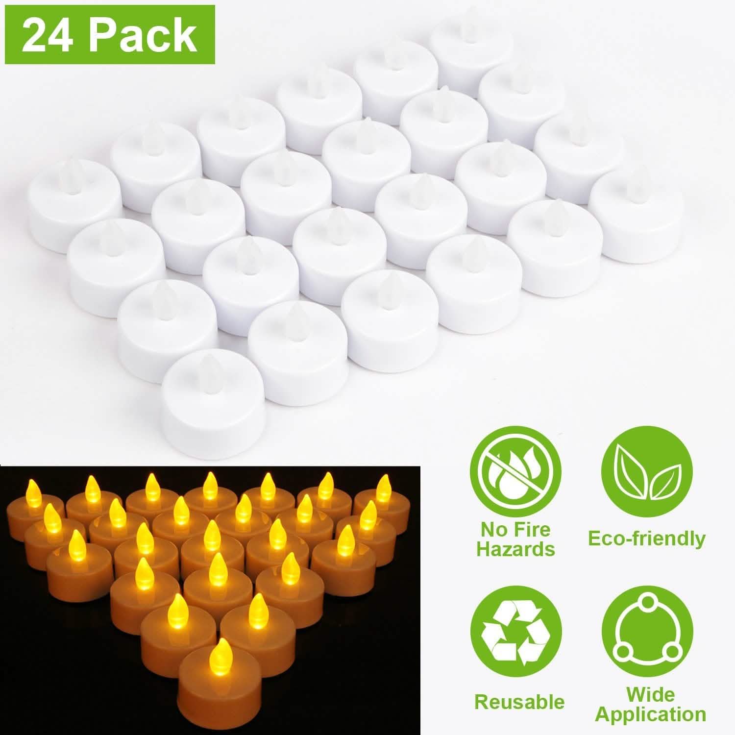 24-Piece: Flameless LED Tealight Candles Indoor Lighting - Tophatter Daily Deals