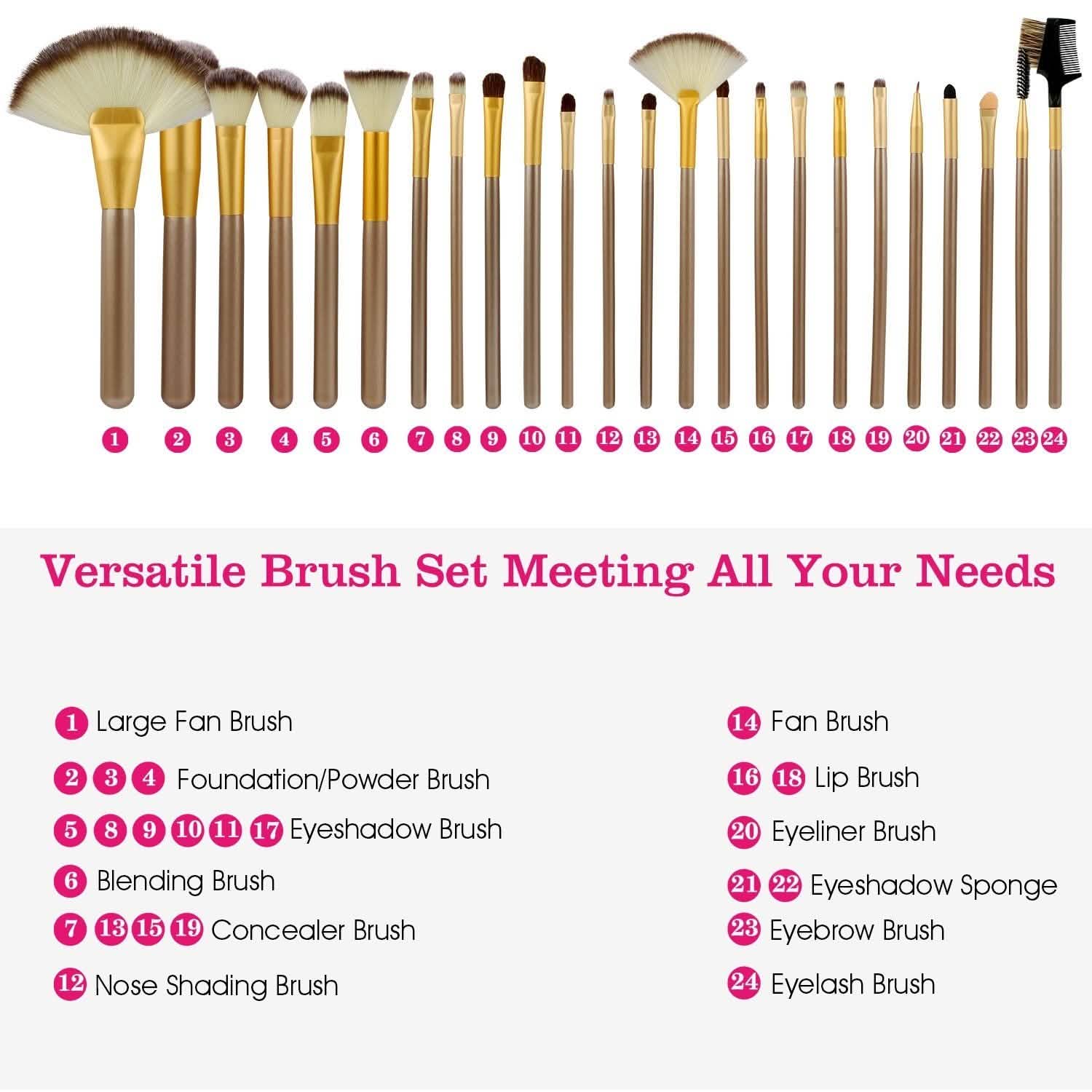24-Piece: Makeup Brushes Set Beauty & Personal Care - Tophatter Daily Deals