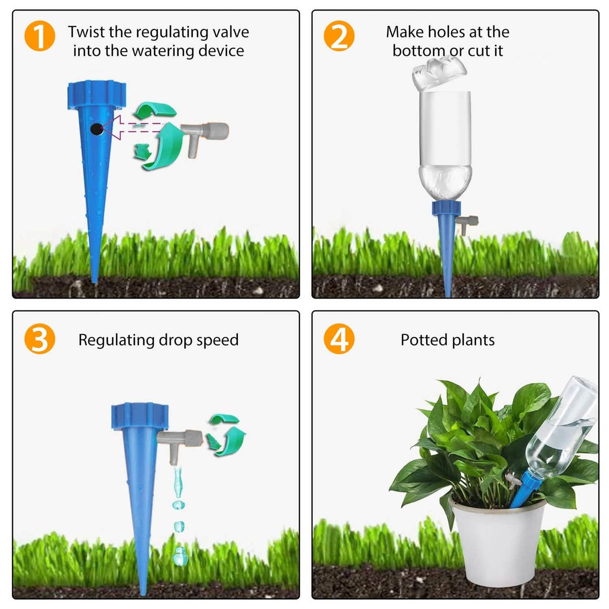24-Piece: Plant Watering Spikes Self Watering Device Garden & Patio - Tophatter Daily Deals