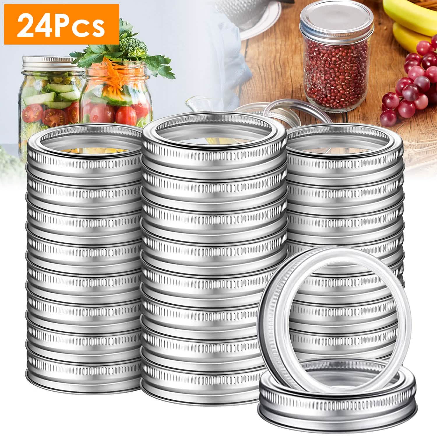 24-Piece: Regular Mouth Canning Jar Kitchen Storage - Tophatter Daily Deals