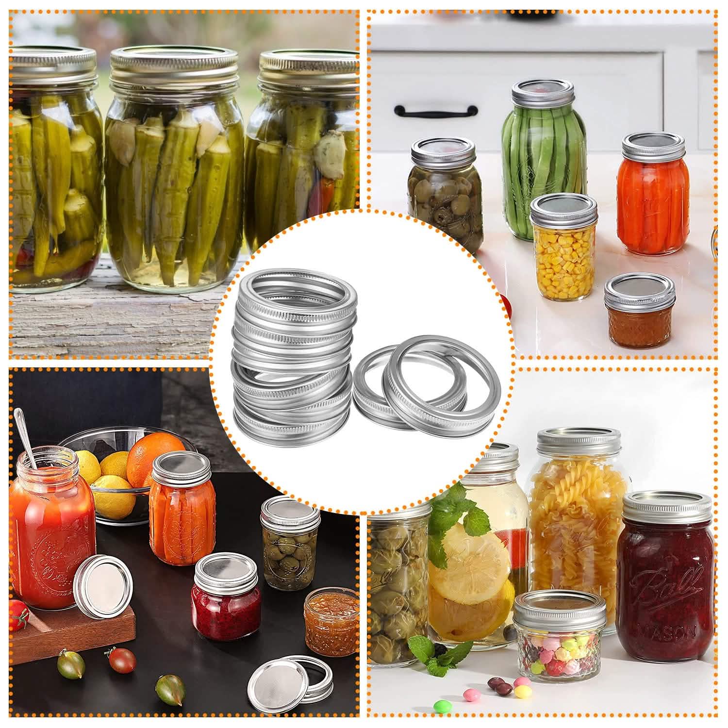24-Piece: Regular Mouth Canning Jar Kitchen Storage - Tophatter Daily Deals