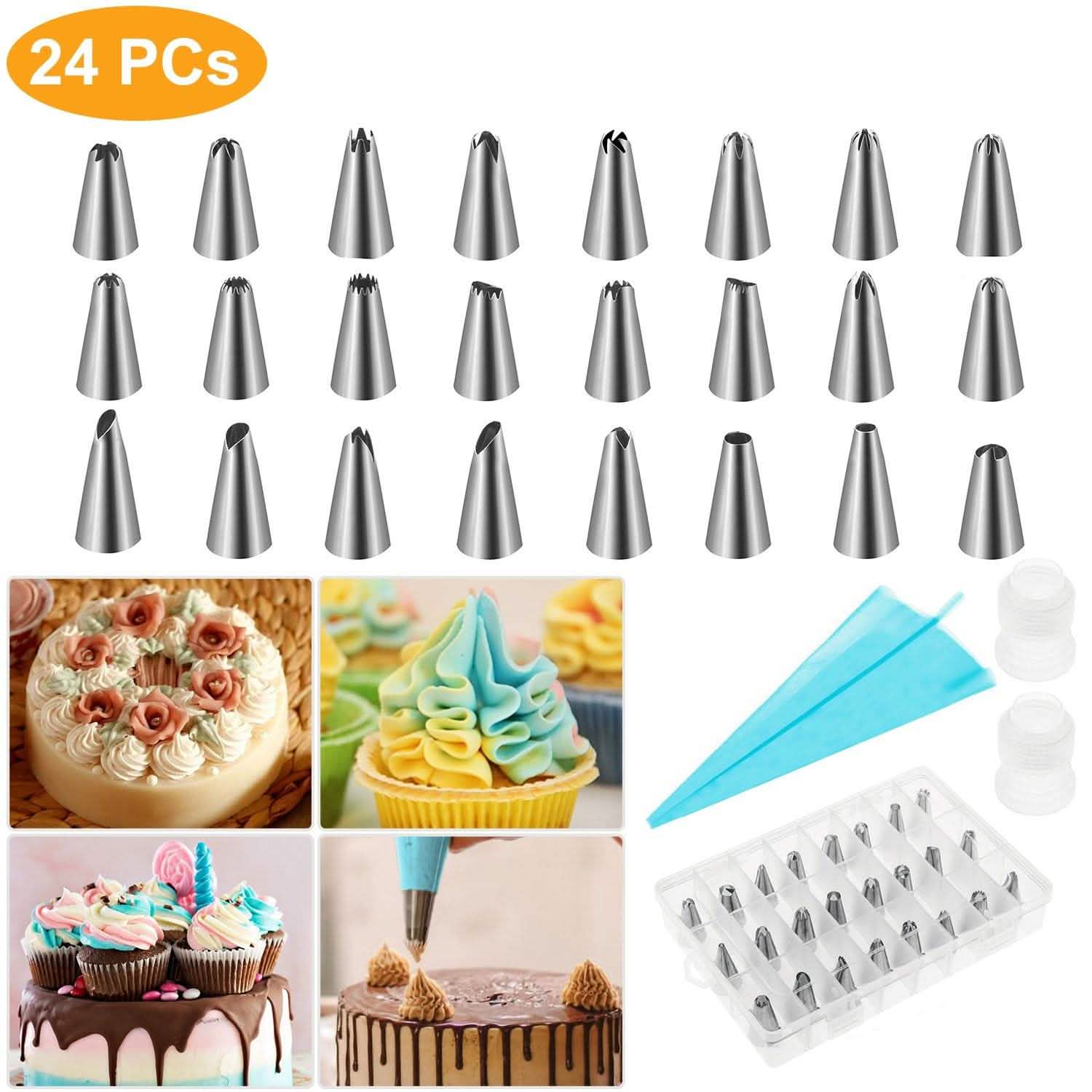 24-Piece: Stainless Steel Cake Decorating Supplies Kit Kitchen Tools & Gadgets - Tophatter Daily Deals
