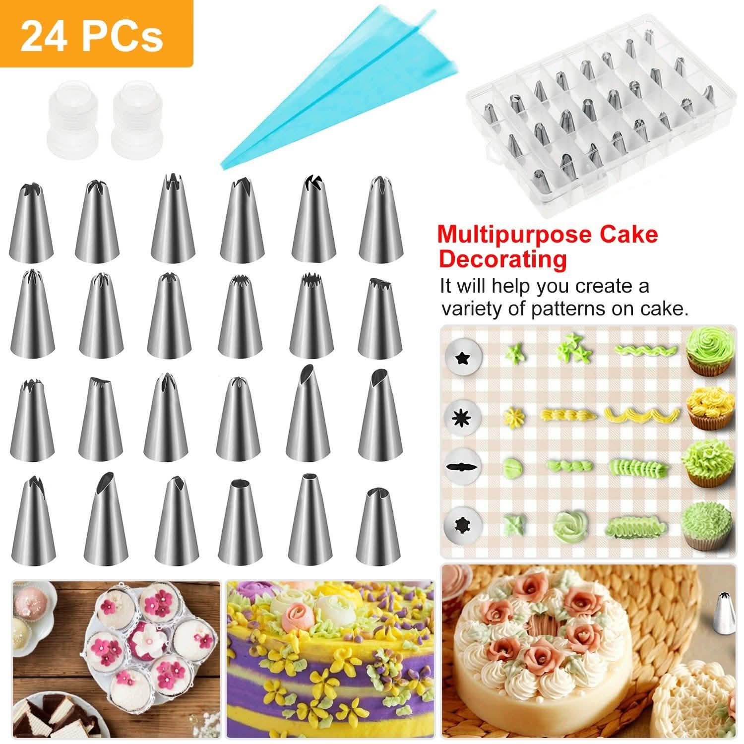 24-Piece: Stainless Steel Cake Decorating Supplies Kit Kitchen Tools & Gadgets - Tophatter Daily Deals