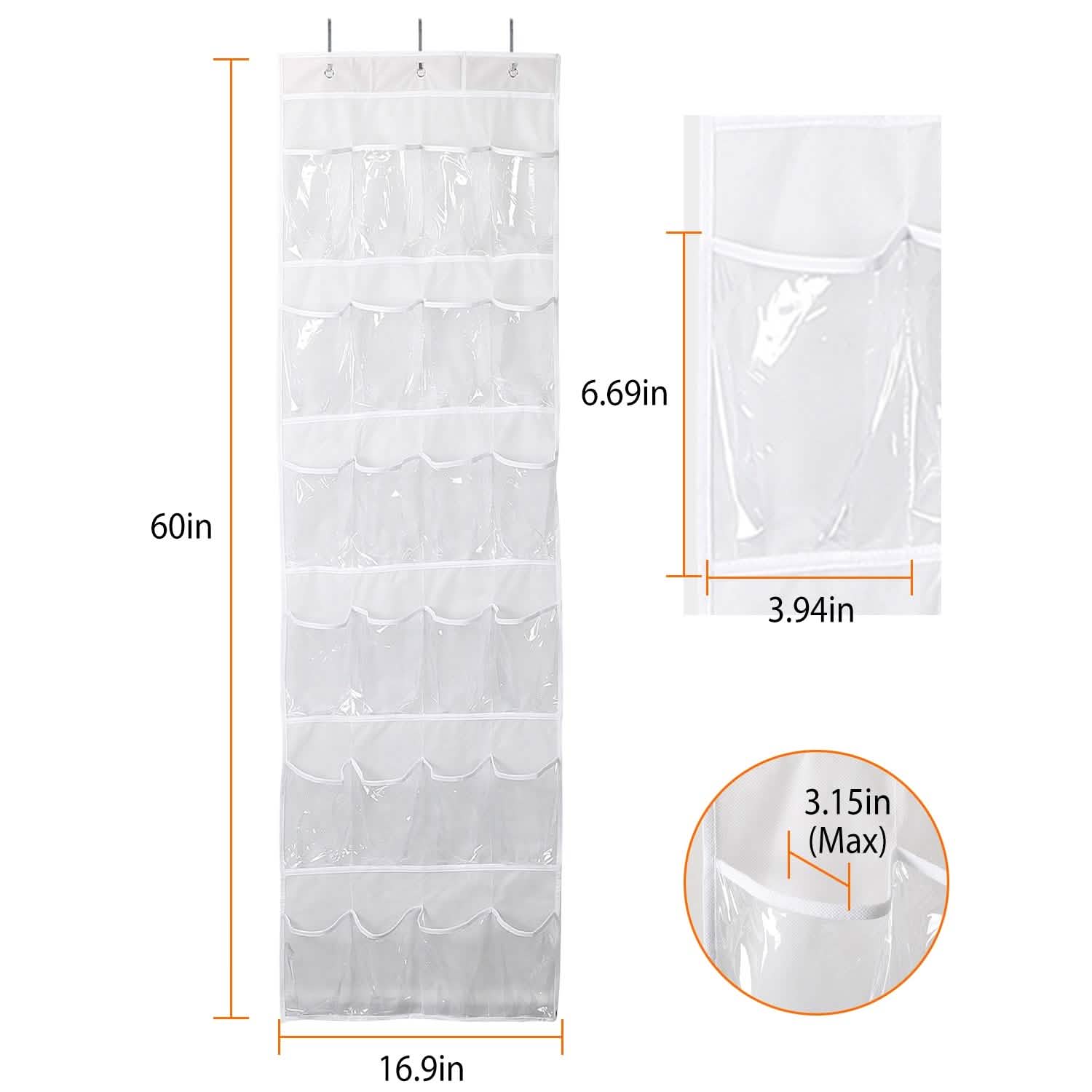 24-Pocket: Over the Door Shoes Rack Crystal Clear Organizer Storage & Organization - Tophatter Daily Deals