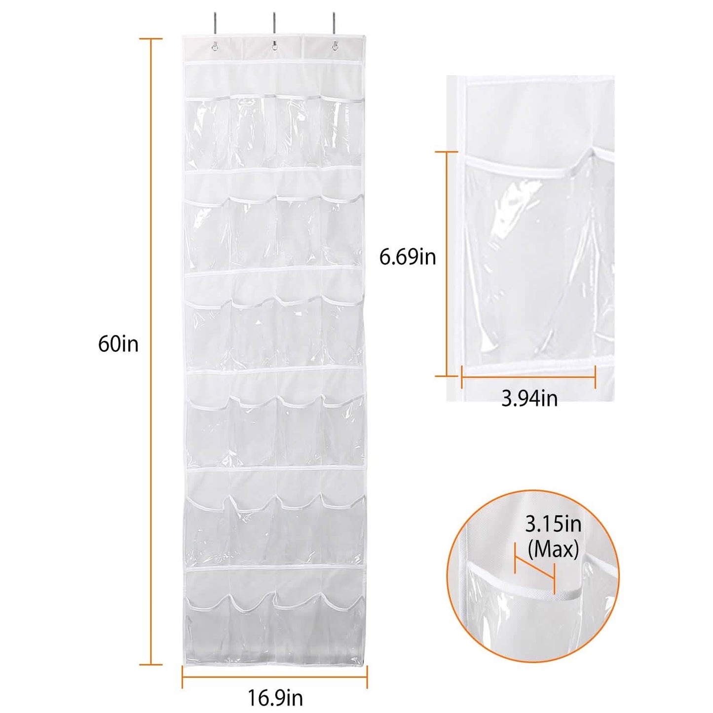 24-Pocket: Over the Door Shoes Rack Crystal Clear Organizer Storage & Organization - Tophatter Daily Deals