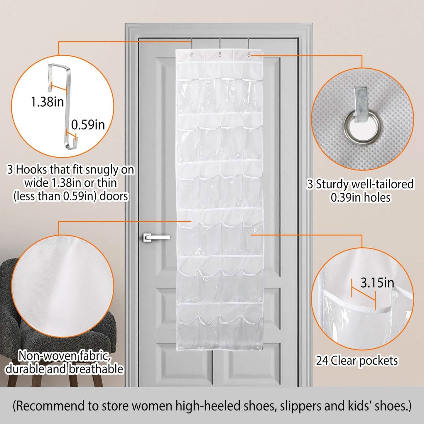 24-Pocket: Over the Door Shoes Rack Crystal Clear Organizer Storage & Organization - Tophatter Daily Deals