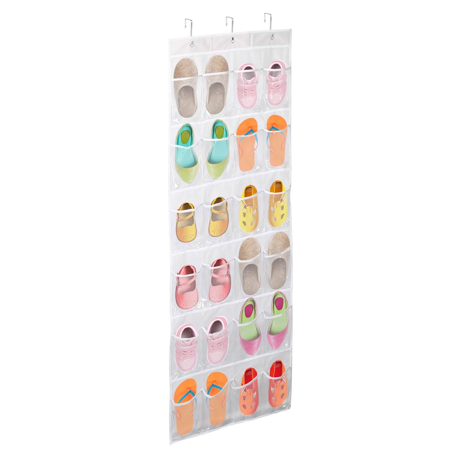 24-Pocket: Over the Door Shoes Rack Crystal Clear Organizer Storage & Organization - Tophatter Daily Deals