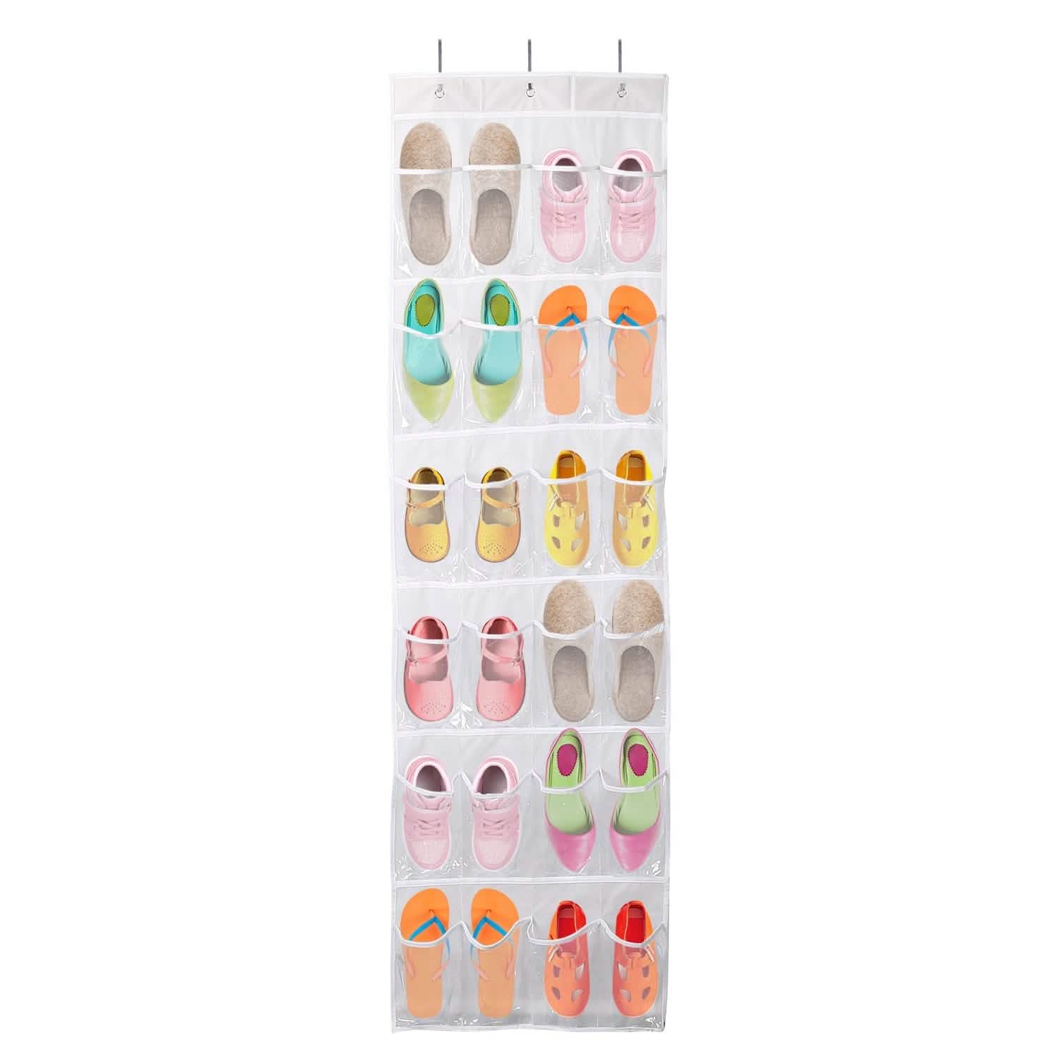 24-Pocket: Over the Door Shoes Rack Crystal Clear Organizer Storage & Organization - Tophatter Daily Deals