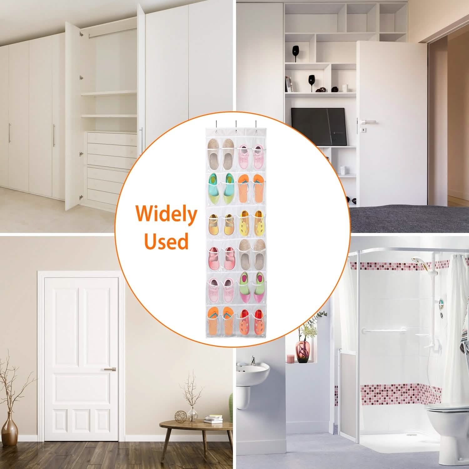 24-Pocket: Over the Door Shoes Rack Crystal Clear Organizer Storage & Organization - Tophatter Daily Deals