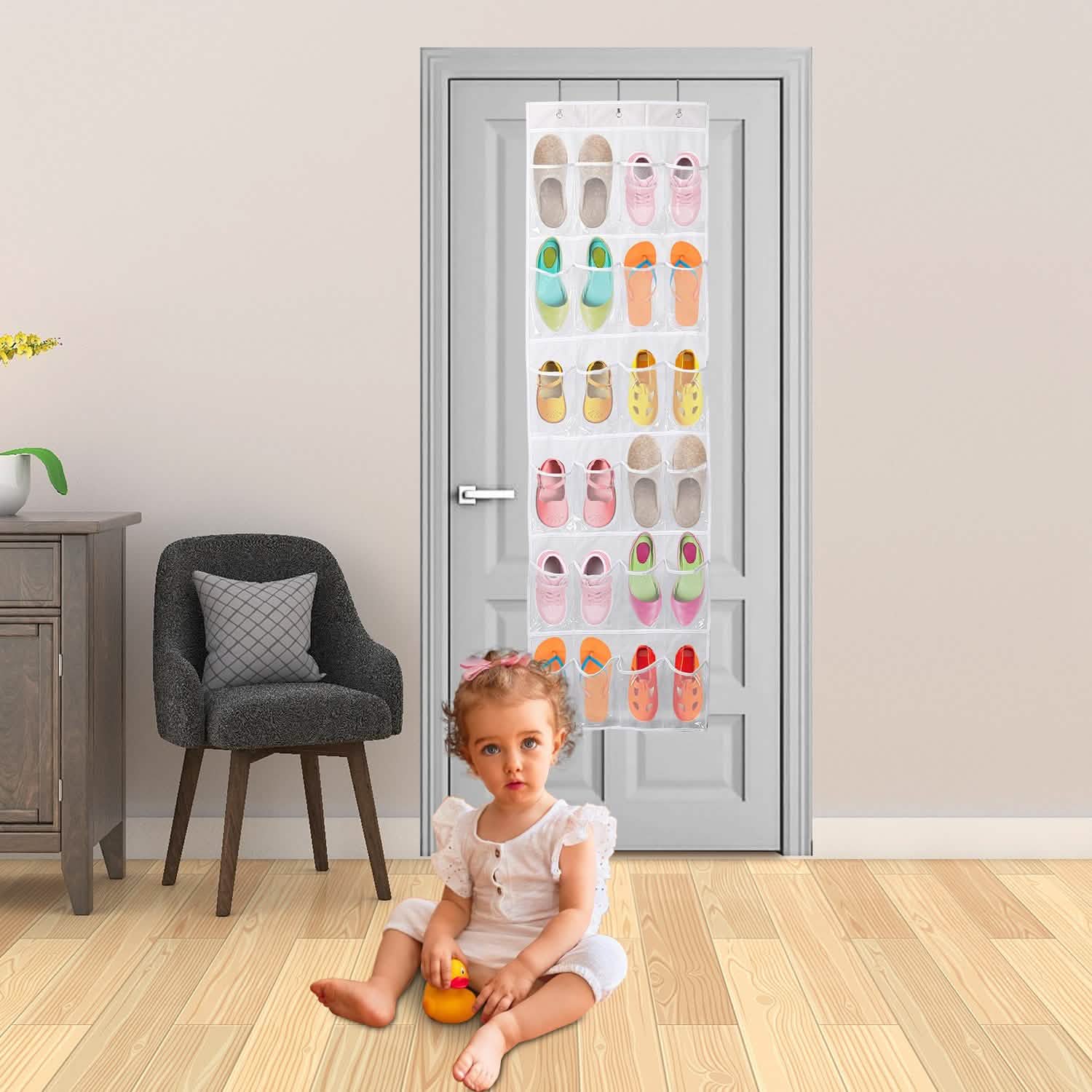 24-Pocket: Over the Door Shoes Rack Crystal Clear Organizer Storage & Organization - Tophatter Daily Deals