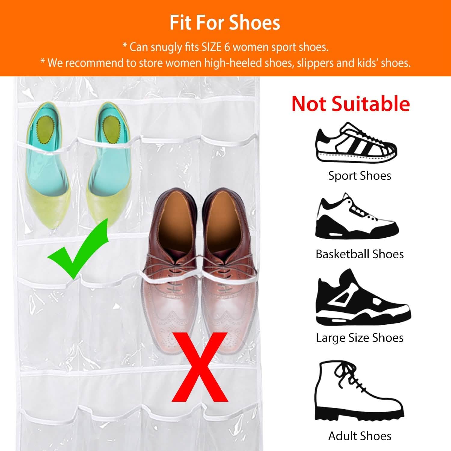 24-Pocket: Over the Door Shoes Rack Crystal Clear Organizer Storage & Organization - Tophatter Daily Deals